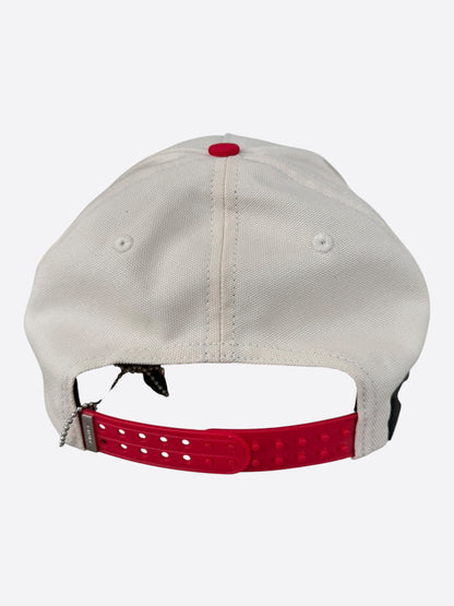 Amiri White & Red Staggered Logo Trucker Hat