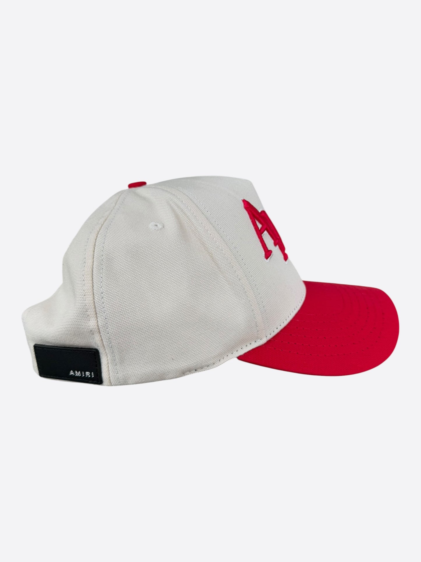 Amiri White & Red Staggered Logo Trucker Hat