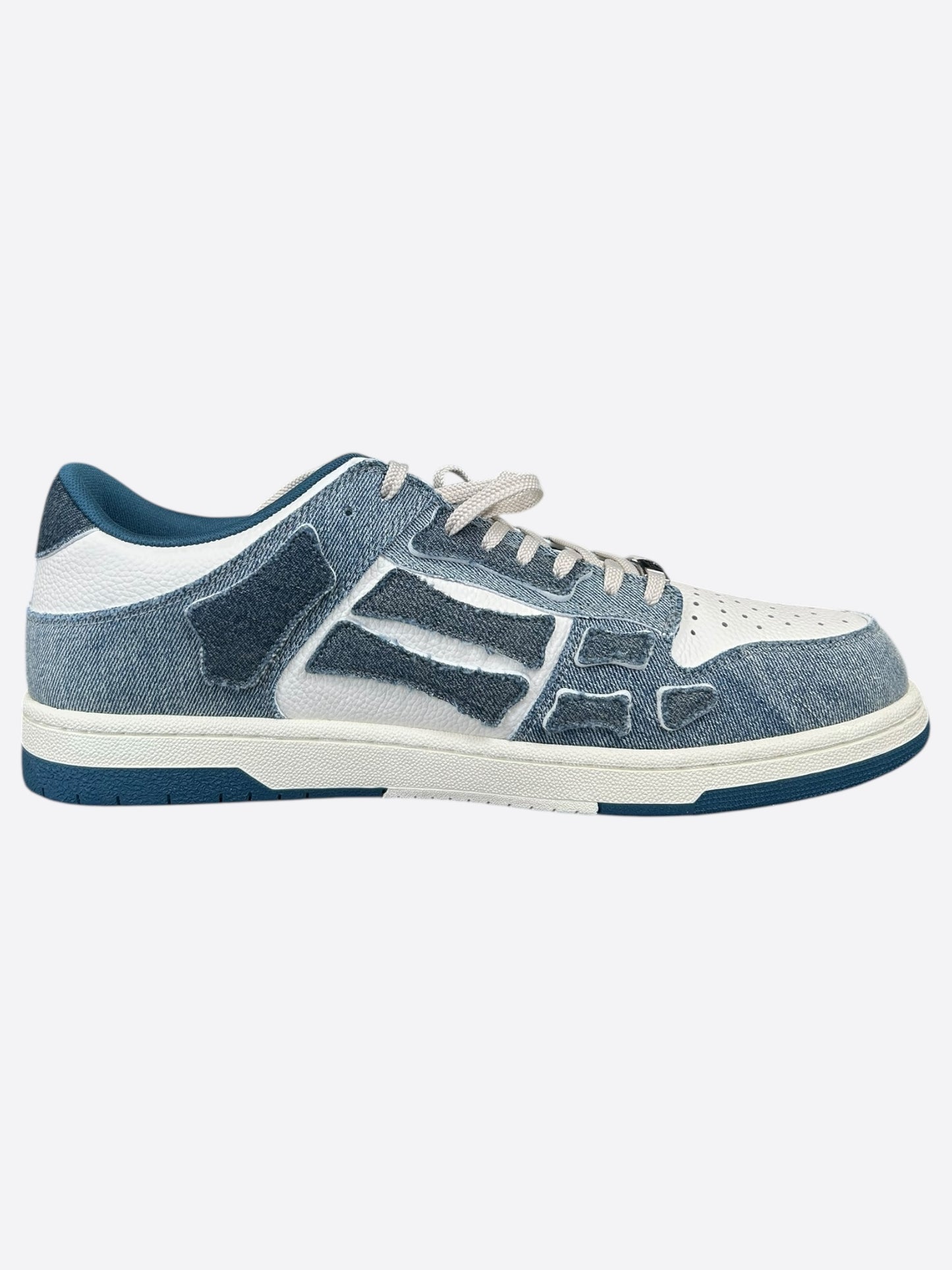 Amiri Blue & White Denim Skeleton Low Top Sneakers