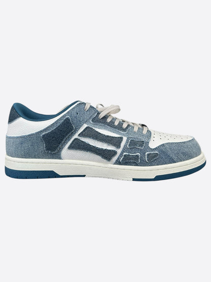 Amiri Blue & White Denim Skeleton Low Top Sneakers