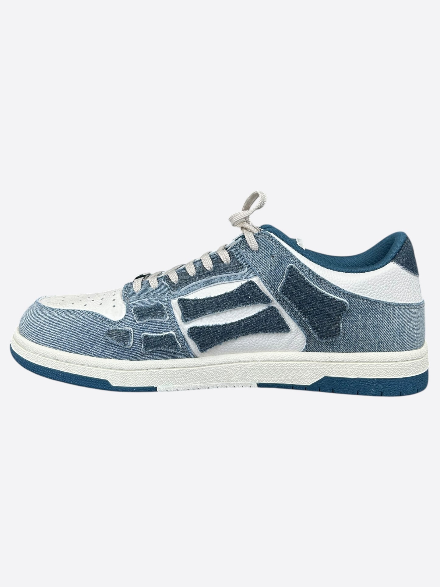 Amiri Blue & White Denim Skeleton Low Top Sneakers