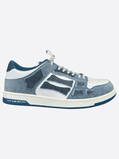 Amiri Blue & White Denim Skeleton Low Top Sneakers