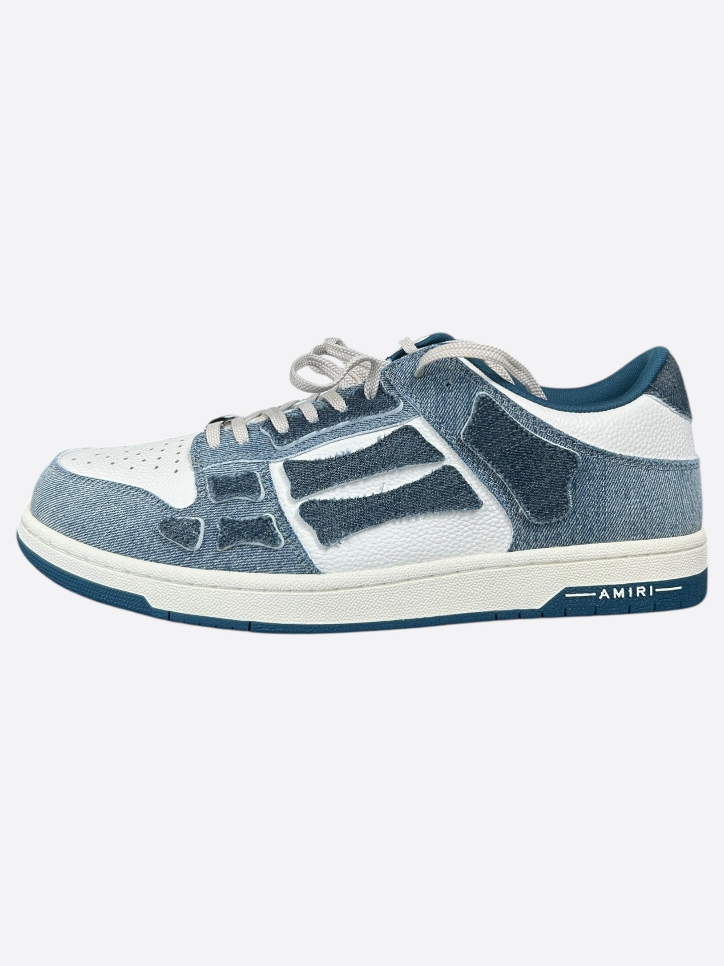 Amiri Blue & White Denim Skeleton Low Top Sneakers
