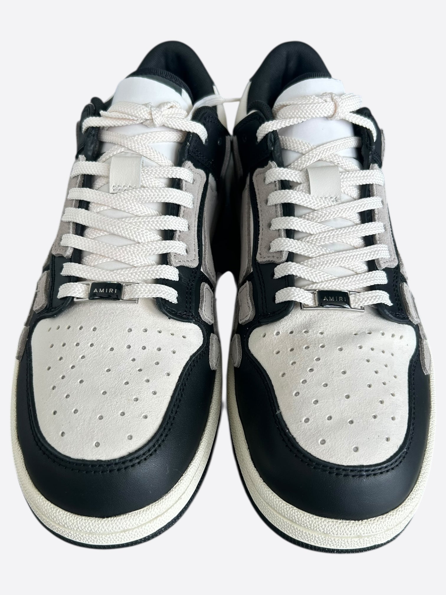 【個性を放つAMIRI ホワイト＆ブラック Skel-Top Low スニーカー Skel Top Low Sneaker Black White | The Webster
