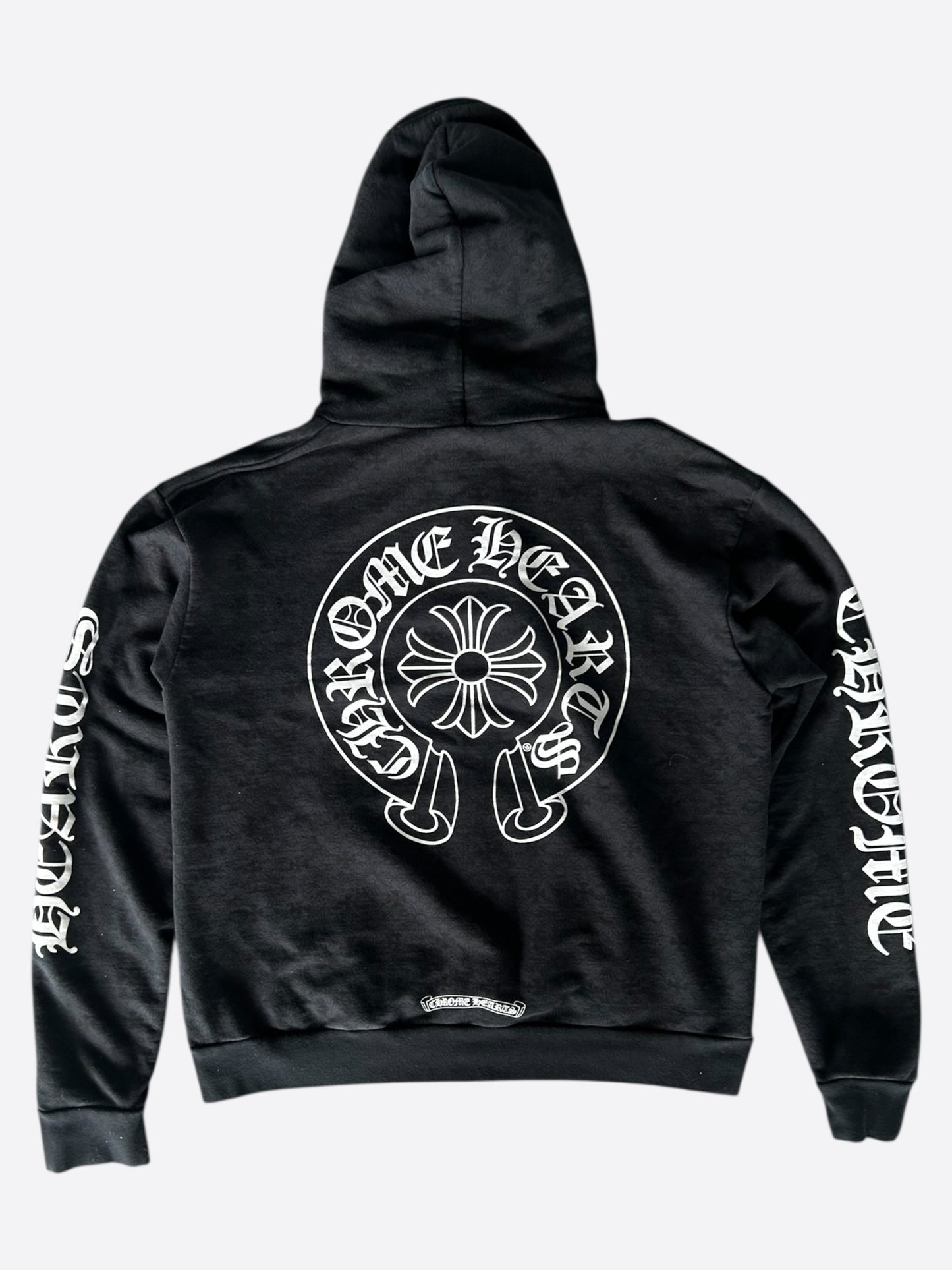 Chrome Hearts Black & White Cross Jacquard Horseshoe Logo Hoodie