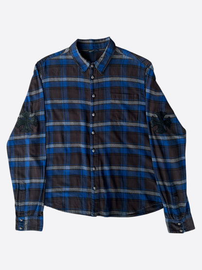 Chrome Hearts Blue Plaid Cross Patch Flannel