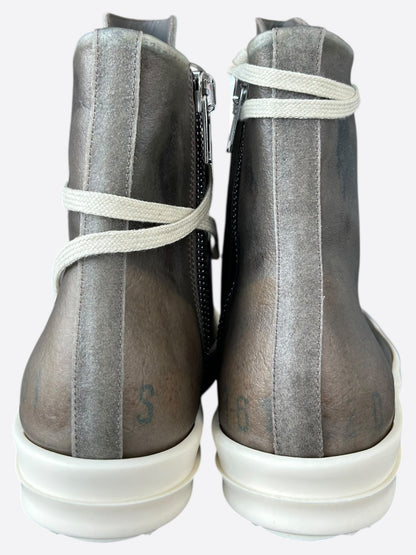 Rick Owens Dust Brown & White High Top Sneakers