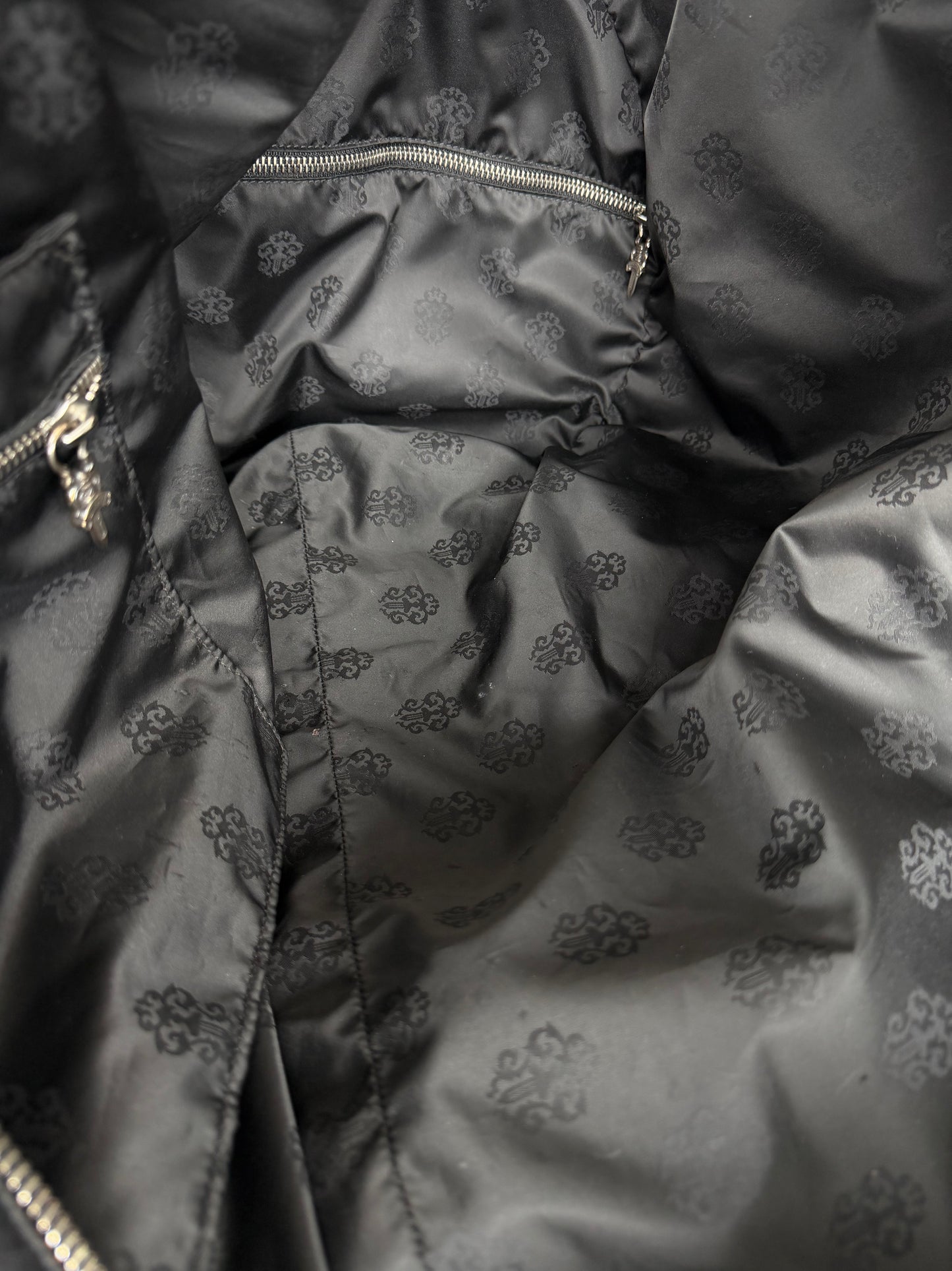 Chrome Hearts Black, White & Green Triple Cross Leather Duffel Bag