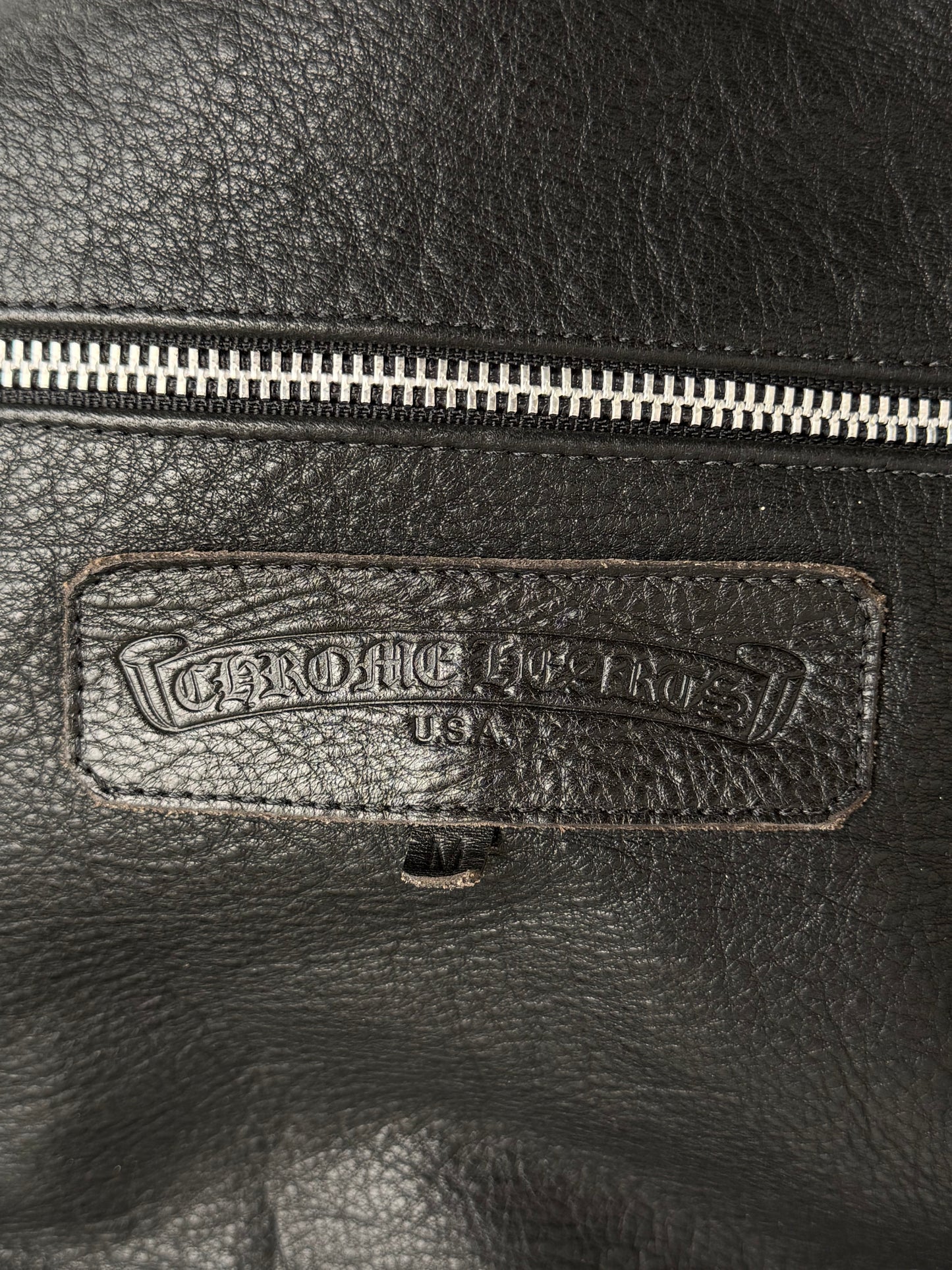Chrome Hearts Black Leather Duffel Bag