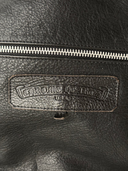 Chrome Hearts Black Leather Duffel Bag