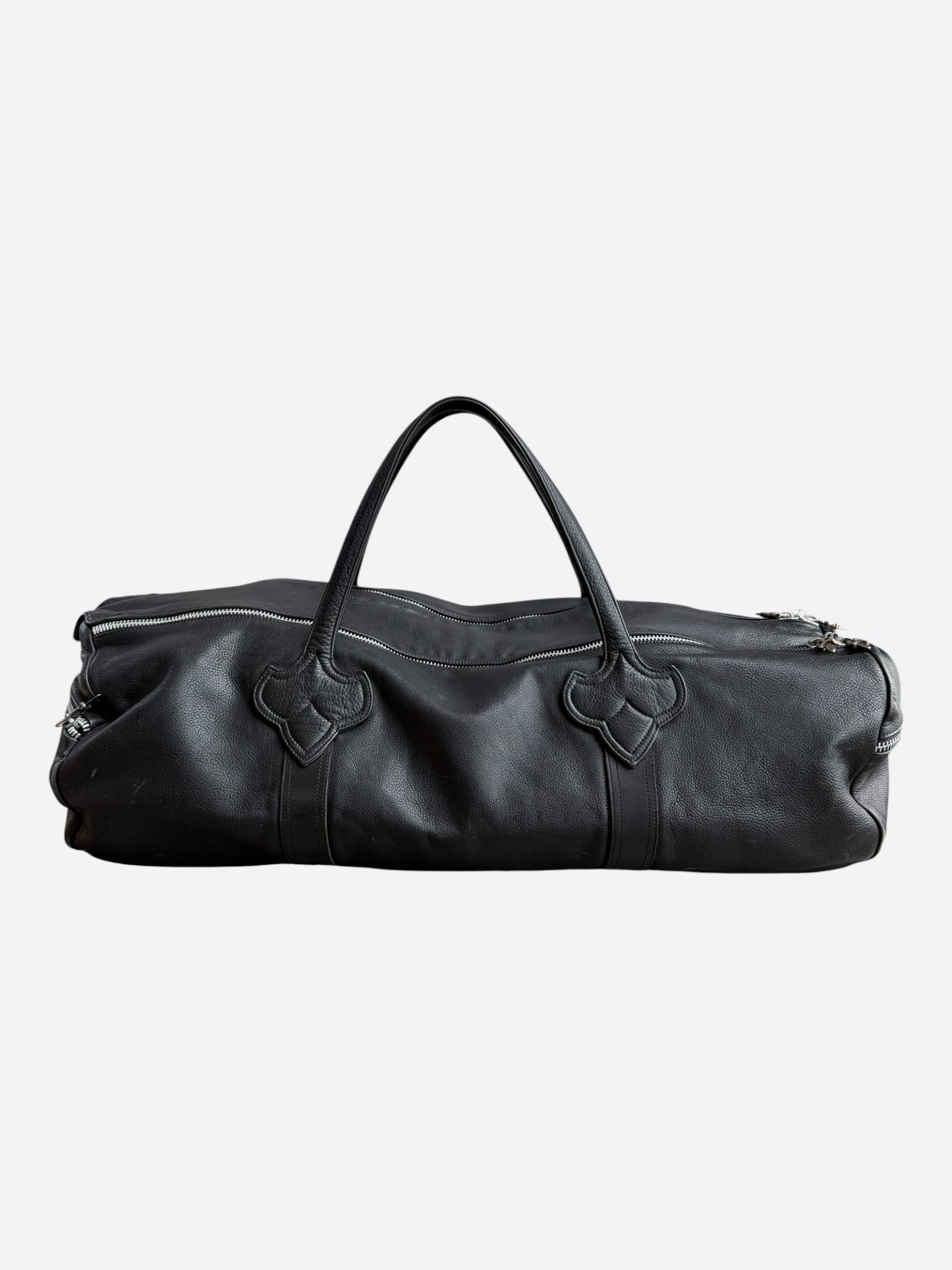 Chrome Hearts Black Leather Duffel Bag
