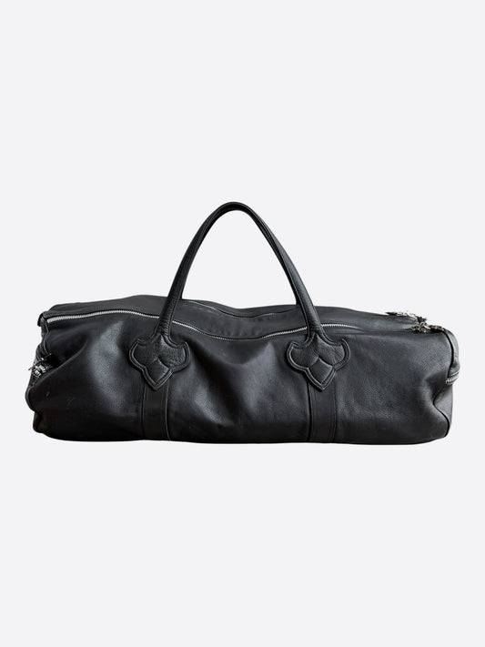 Chrome Hearts Black Leather Duffel Bag