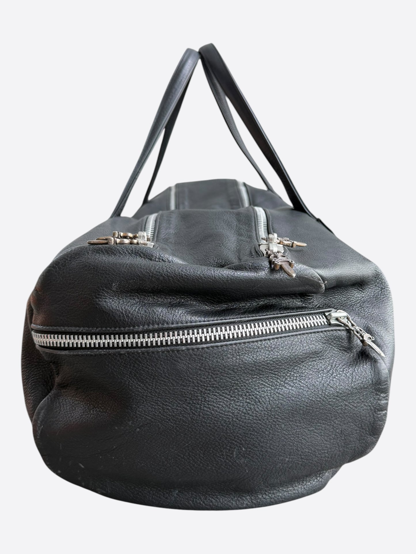 Chrome Hearts Black Leather Duffel Bag