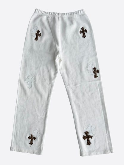 Chrome Hearts White Leopard Cross Patch Sweatpants