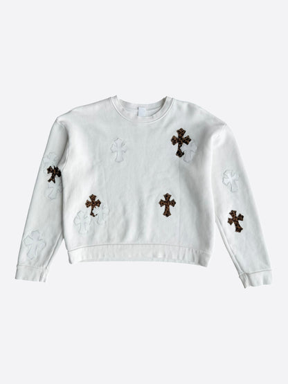 Chrome Hearts White Leopard Cross Patch Sweater