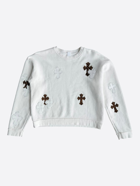 Chrome Hearts White Leopard Cross Patch Sweater