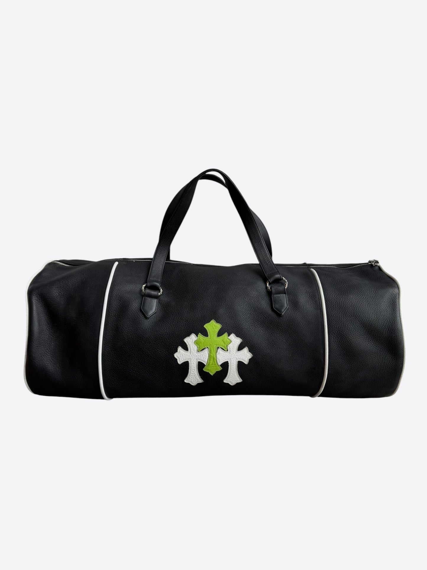 Chrome Hearts Black, White & Green Triple Cross Leather Duffel Bag