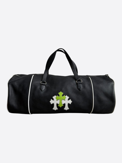 Chrome Hearts Black, White & Green Triple Cross Leather Duffel Bag