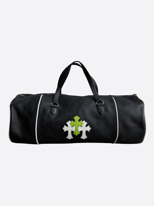 Chrome Hearts Black, White & Green Triple Cross Leather Duffel Bag