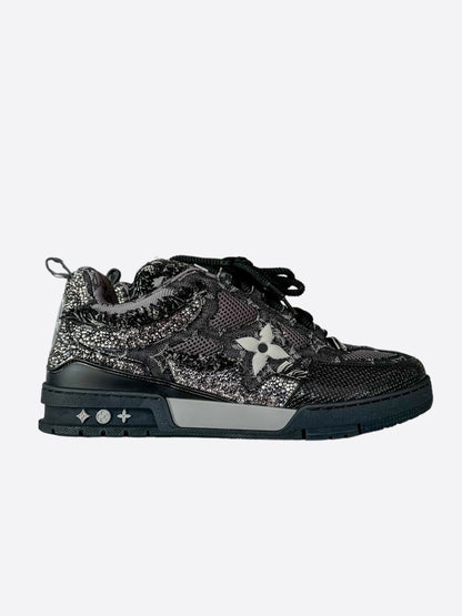 Louis Vuitton Black Denim Monogram Crystal Skate Trainers