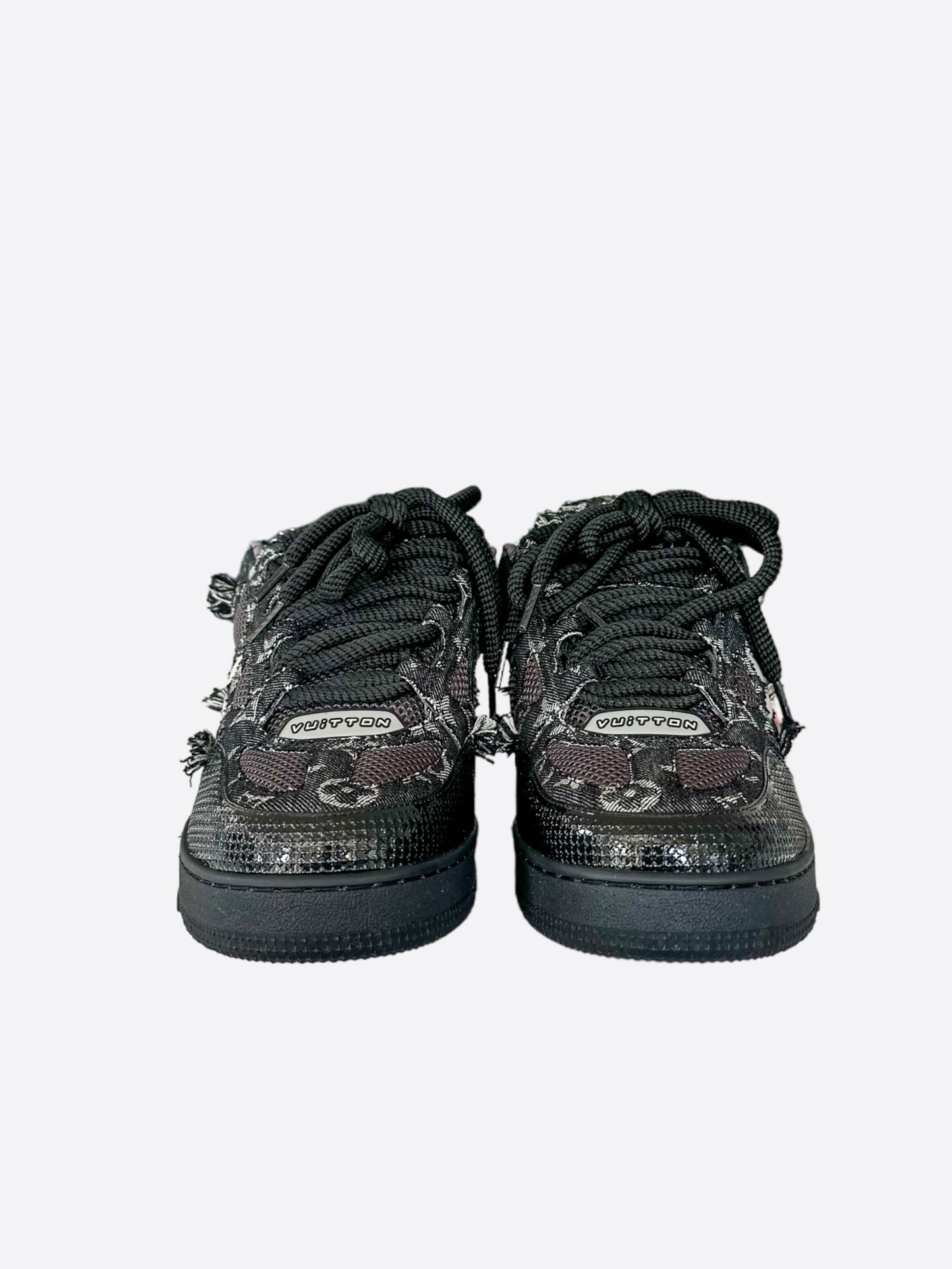 Louis Vuitton Black Denim Monogram Crystal Skate Trainers