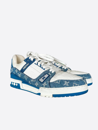 Louis Vuitton Blue & White Denim Monogram Trainers