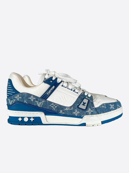 Louis Vuitton Blue & White Denim Monogram Trainers