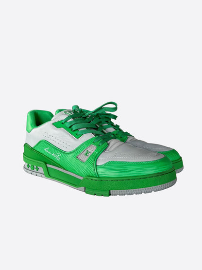 Louis Vuitton Green & Grey EPI Leather Trainers