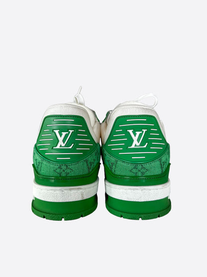 Louis Vuitton Green & White Denim Monogram Trainers