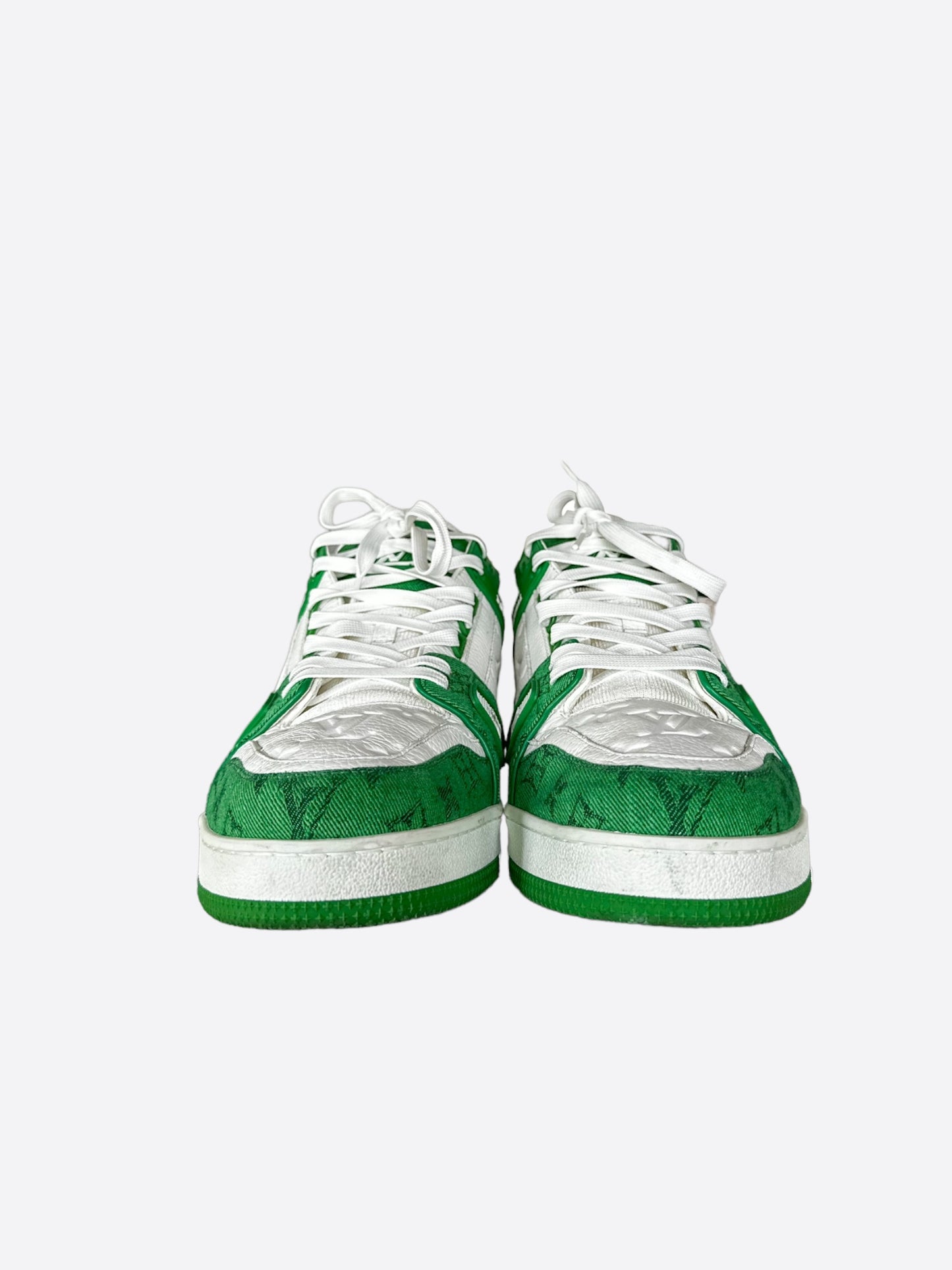 Louis Vuitton Green & White Denim Monogram Trainers