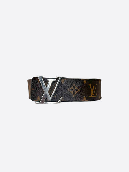 Louis Vuitton Brown Monogram Silver Buckle Belt