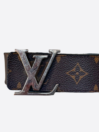 Louis Vuitton Brown Monogram Silver Buckle Belt