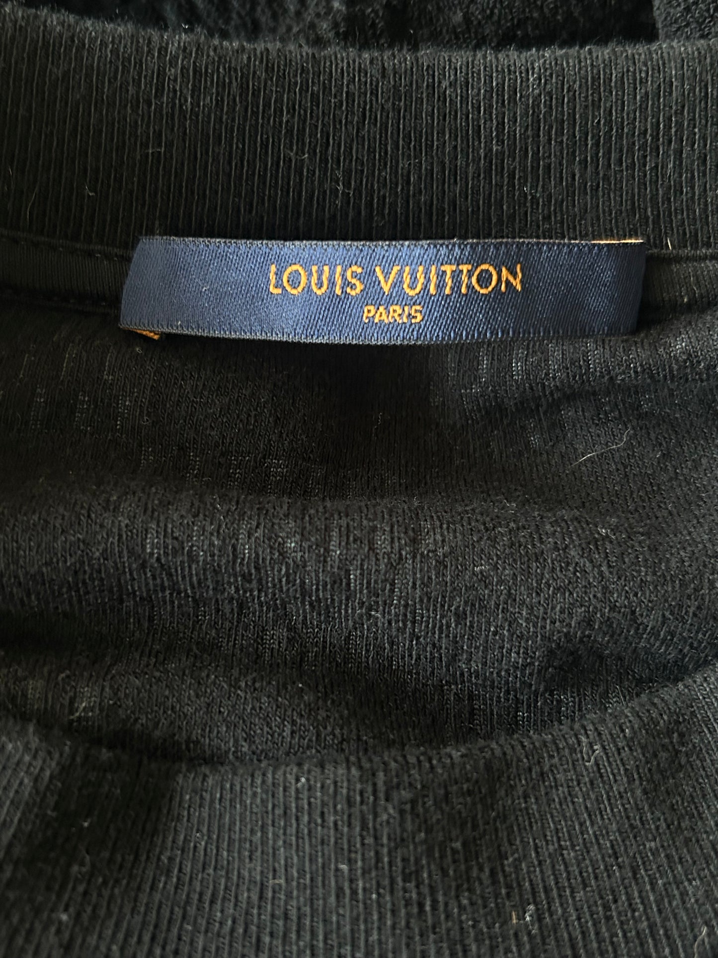 Louis Vuitton Black Damier Embroidered Logo T-Shirt