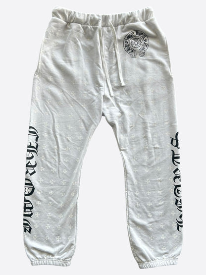 Chrome Hearts White & Black Horseshoe Logo Cross Jacquard Sweatpants