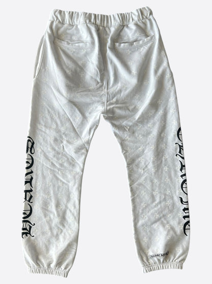 Chrome Hearts White & Black Horseshoe Logo Cross Jacquard Sweatpants