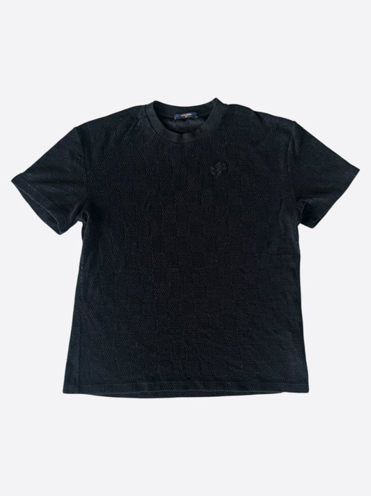 Louis Vuitton Black Damier Embroidered Logo T-Shirt