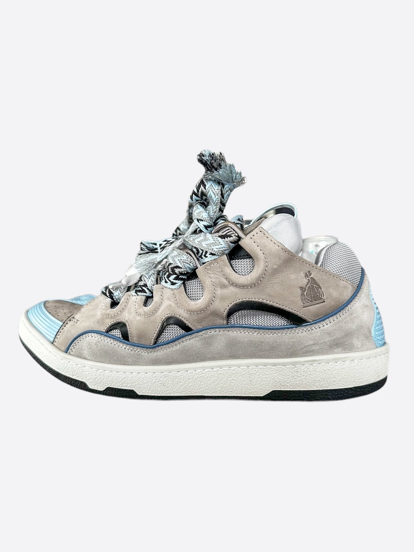 Lanvin Grey & Blue Curb Oversized Sneakers