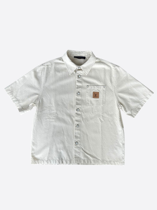 Louis Vuitton Beige Logo Button Up Shirt