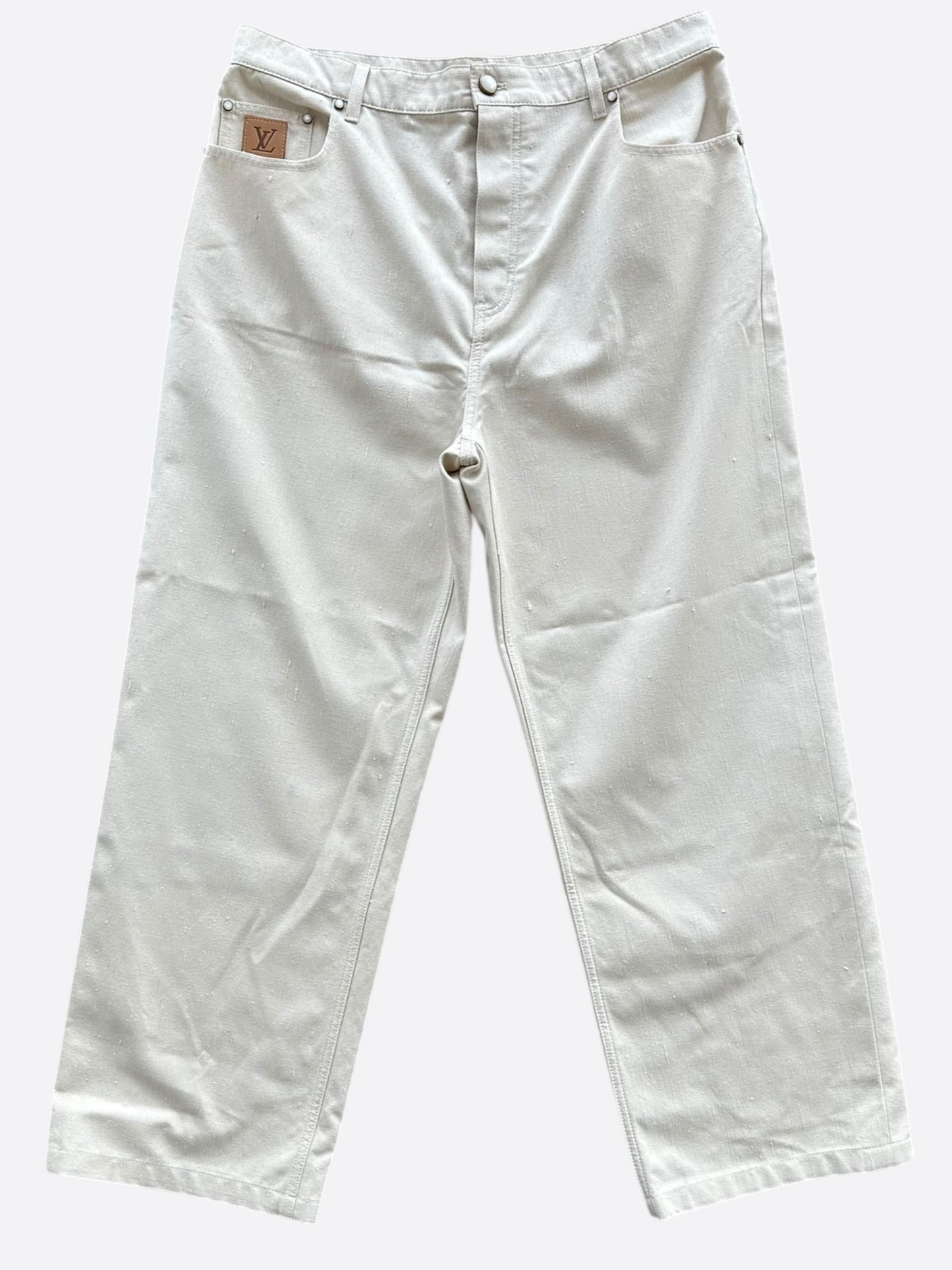 Louis Vuitton Beige Logo Baggy Pants