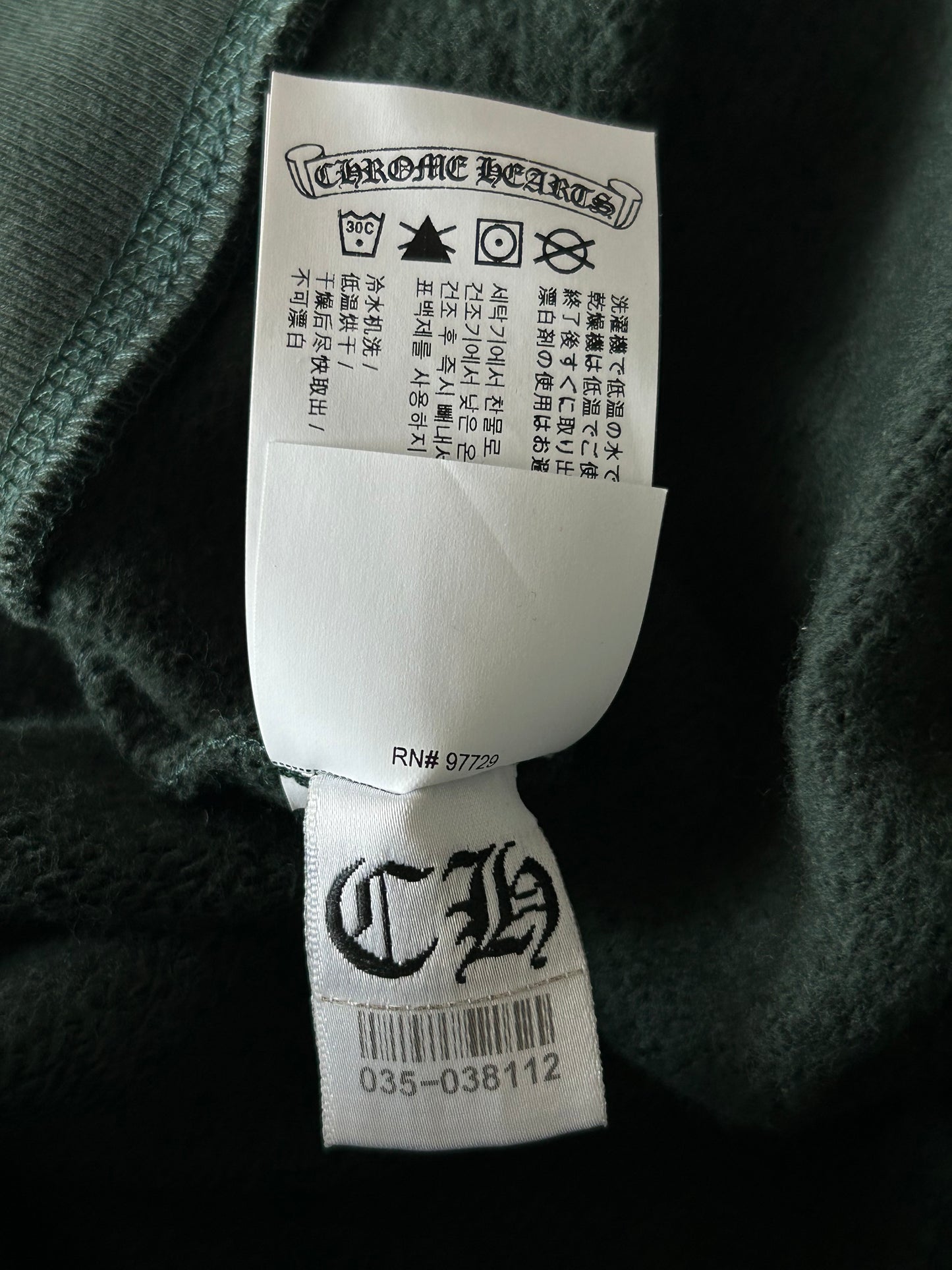Chrome Hearts Green & White Embroidered Logo Sweater