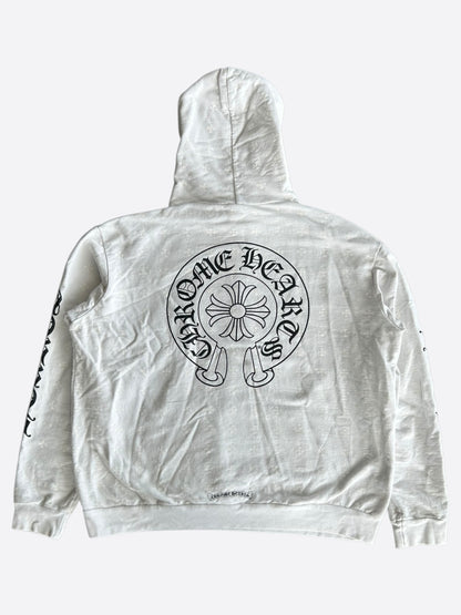 Chrome Hearts White & Black Cross Jacquard Horseshoe Logo Hoodie