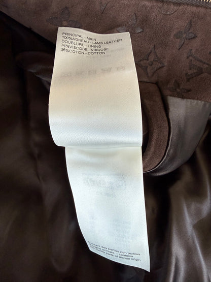 Louis Vuitton Brown Embossed Monogram Suede Jacket