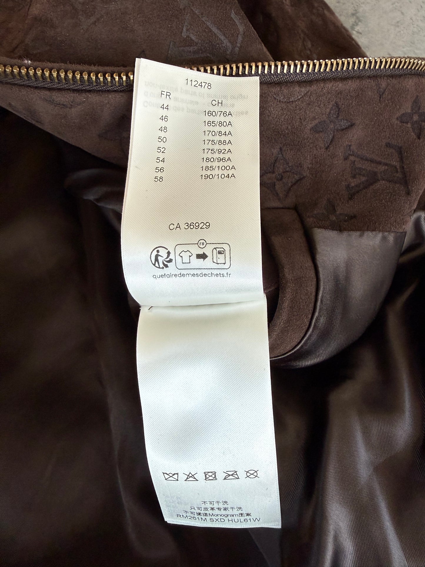 Louis Vuitton Brown Embossed Monogram Suede Jacket
