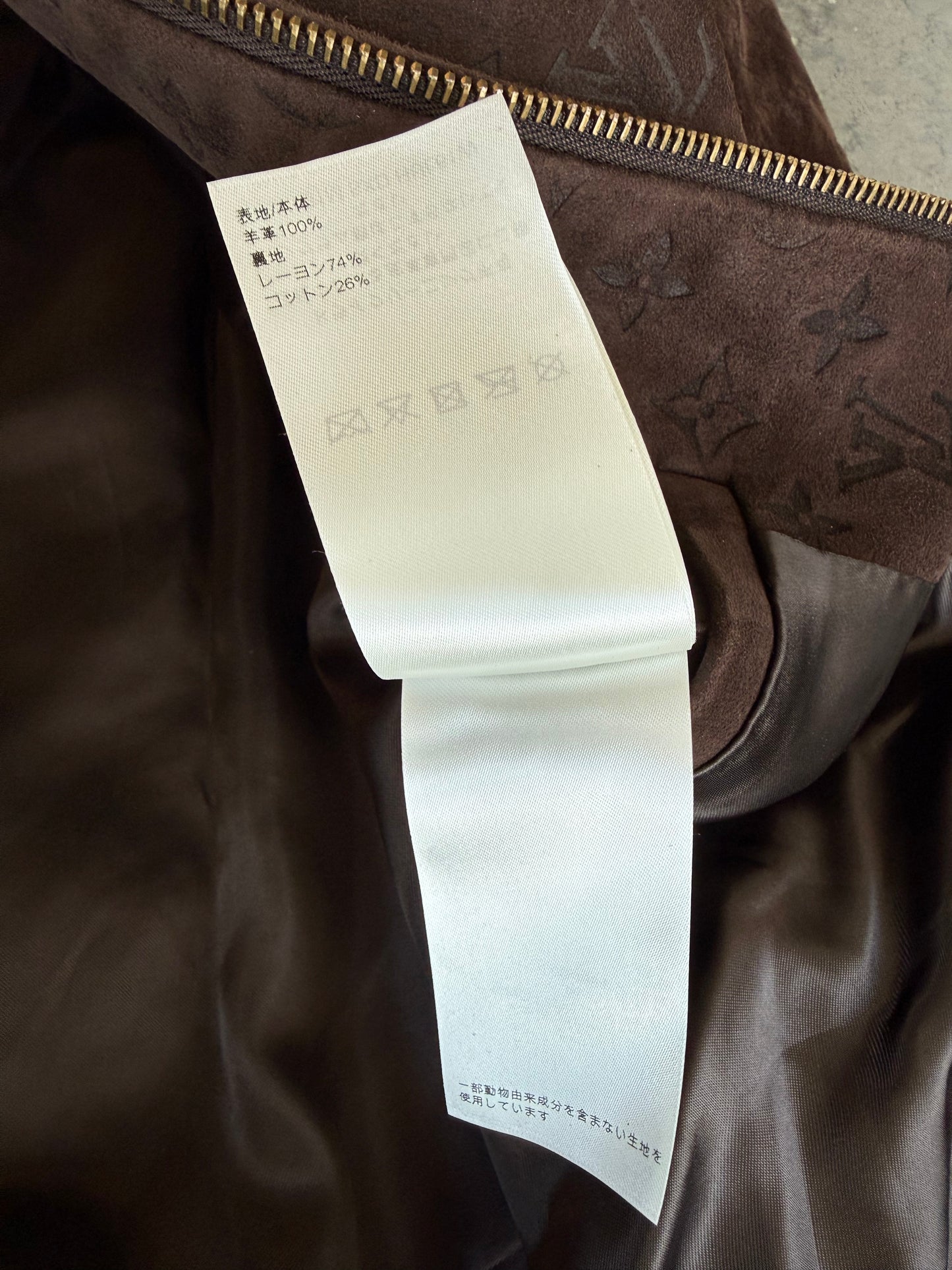 Louis Vuitton Brown Embossed Monogram Suede Jacket