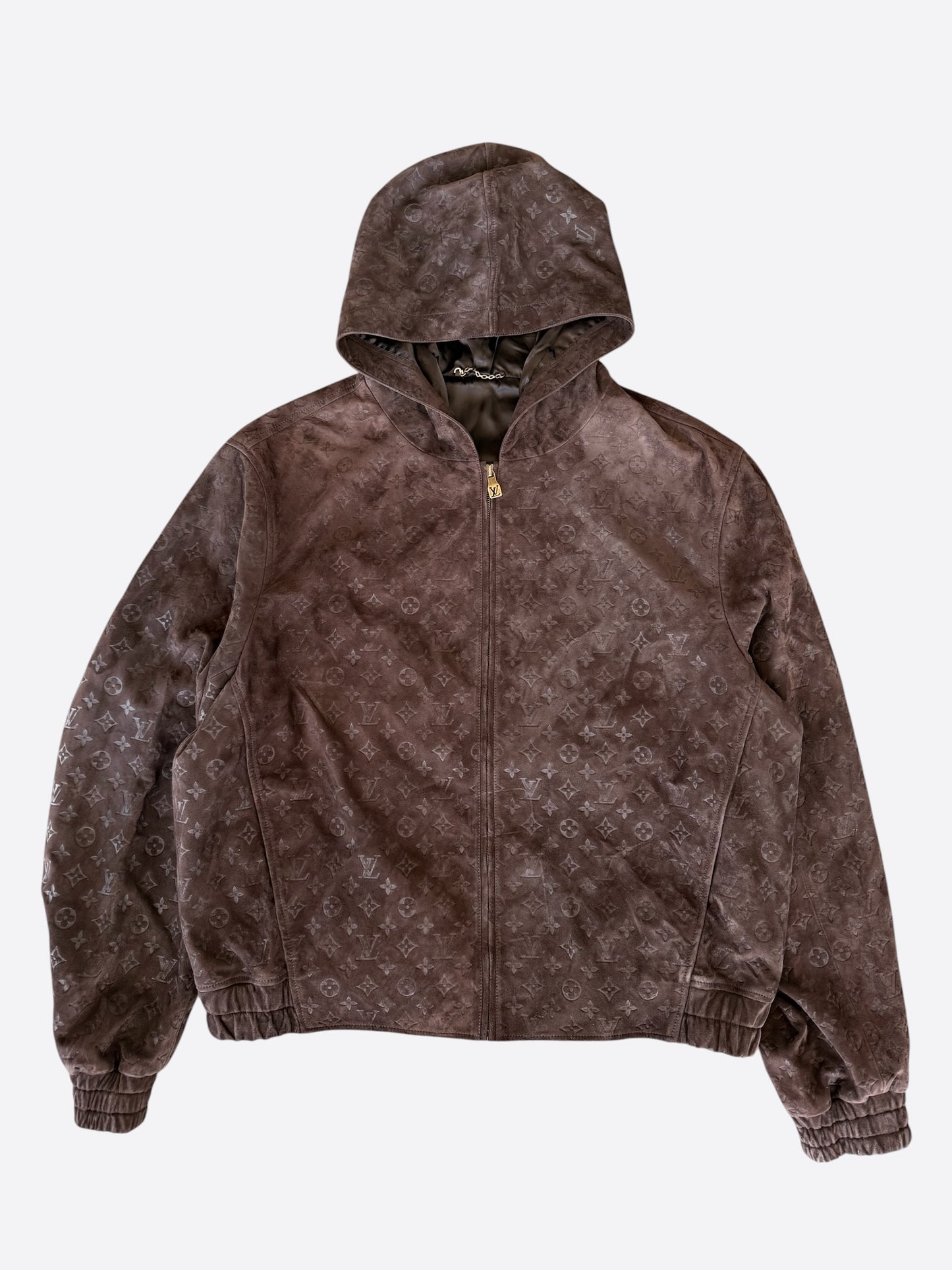 Louis Vuitton Brown Embossed Monogram Suede Jacket