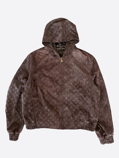 Louis Vuitton Brown Embossed Monogram Suede Jacket