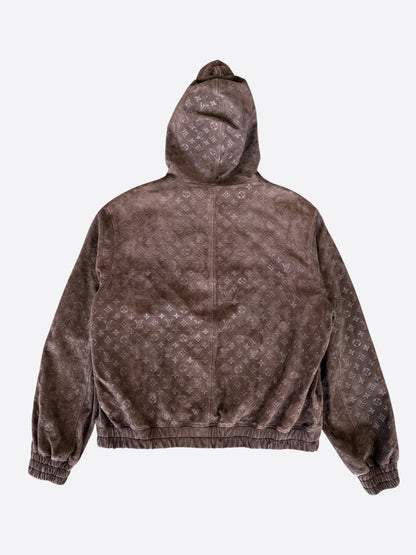 Louis Vuitton Brown Embossed Monogram Suede Jacket