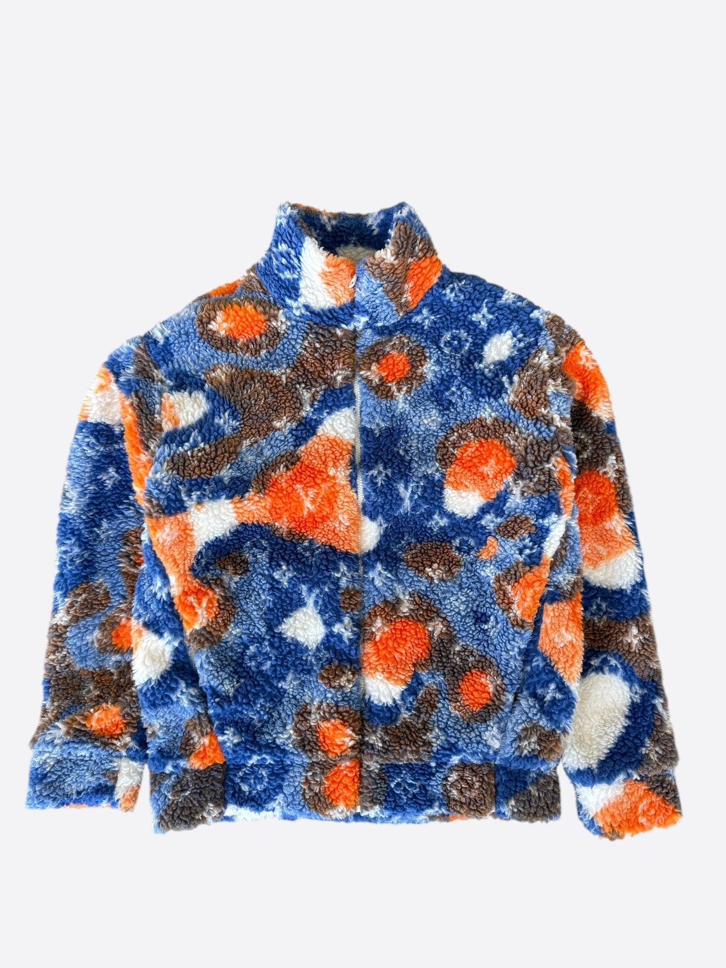Louis Vuitton Blue & Orange Camo Monogram Fleece Zip Up Jacket
