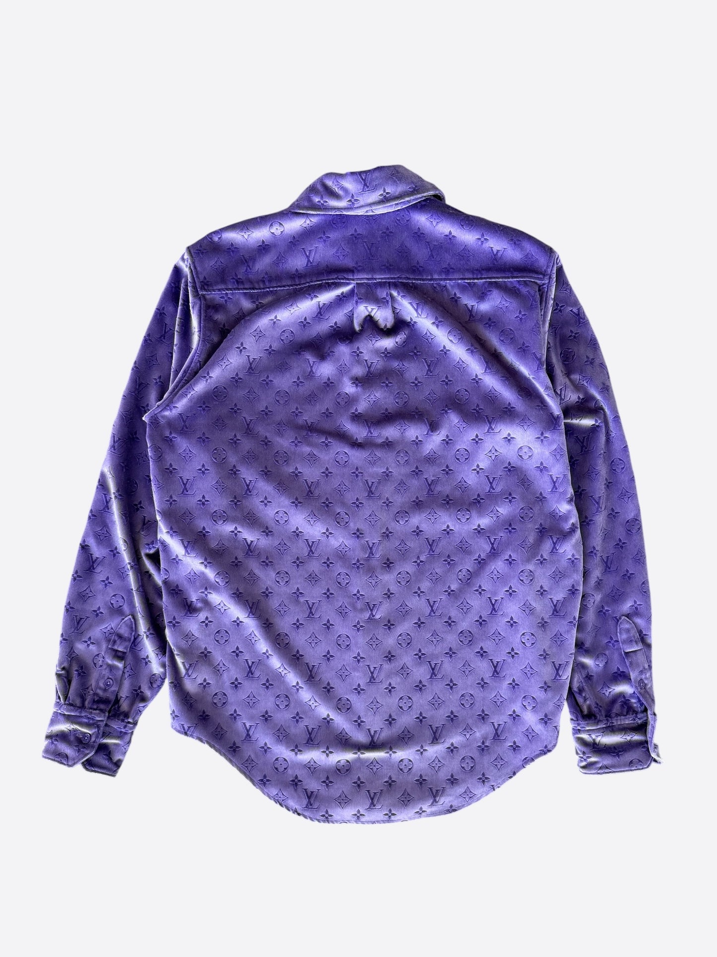 Louis Vuitton Purple Monogram Velvet Button Up Shirt
