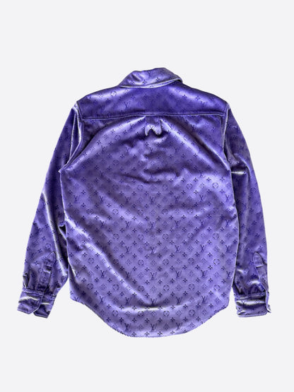 Louis Vuitton Purple Monogram Velvet Button Up Shirt
